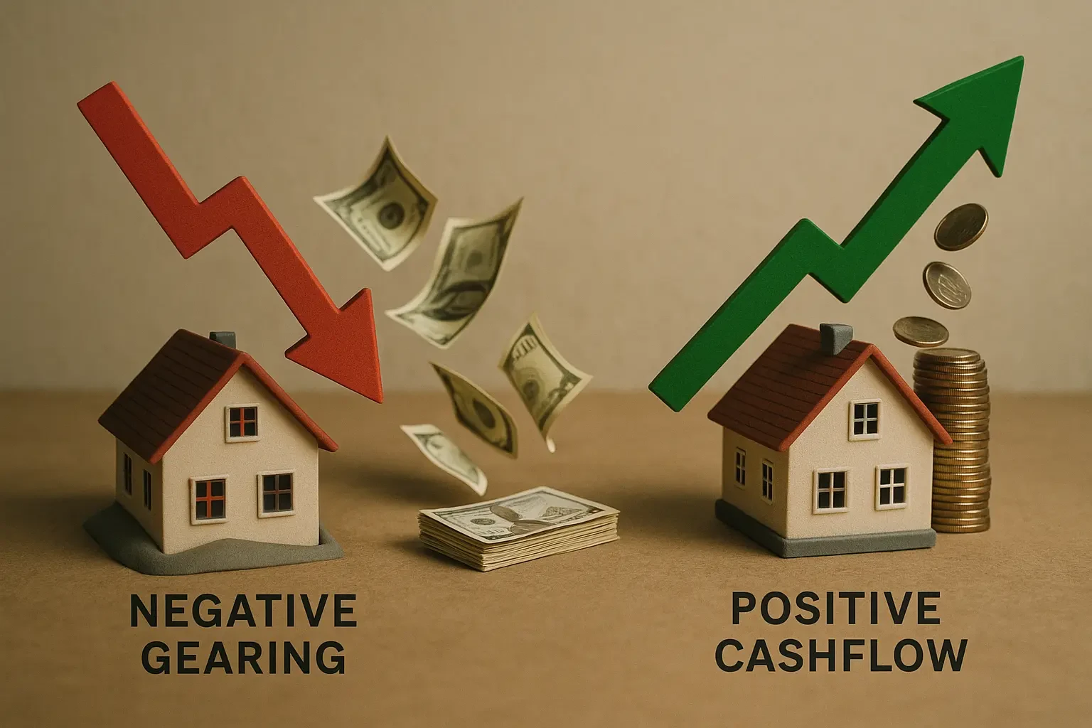 Negative Gearing vs Positive Cashflow Comparison Chart for Queensland Property Investment